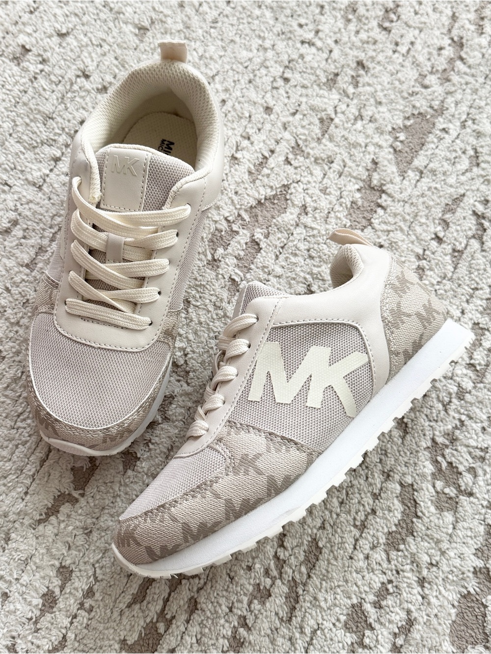Michael Kors Cream and Beige MK Logo Casual Sneakers - Picture 5 of 6
